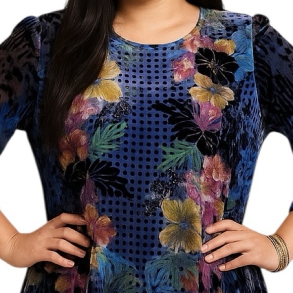 Johnny Was velvet embroidered LANAI BURNOUT PIPPA DRESS NWT - Picture 4 of 15